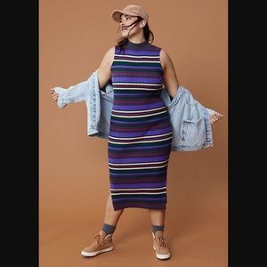 Dolan Ribbed Mock Neck Sleeveless Anne Midi Dress